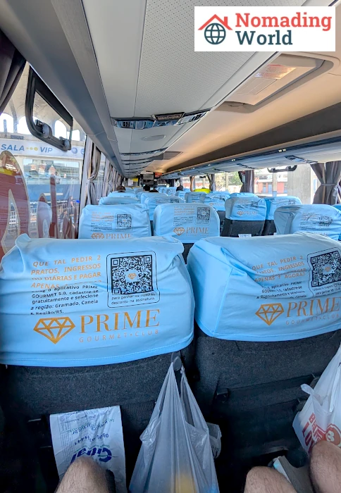 Interior photo of Citral buses, that run between Porto Alegre, Gramado and Canela.