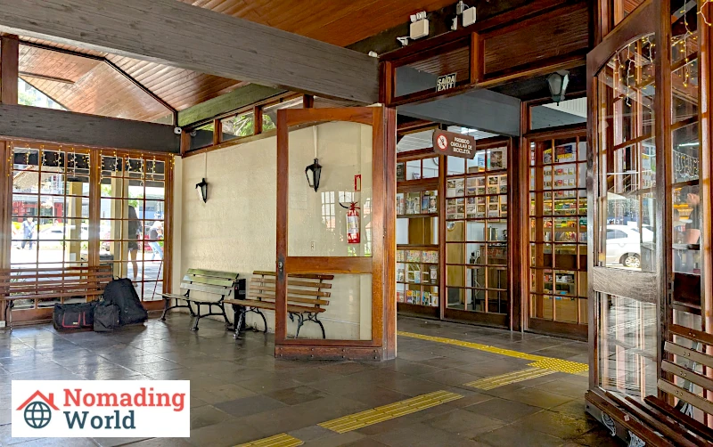 The waiting area inside the Rodoviária Gramado, Brazil.