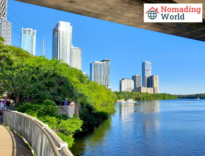 Photo of walking along the river in Downtown Austin, Texas.